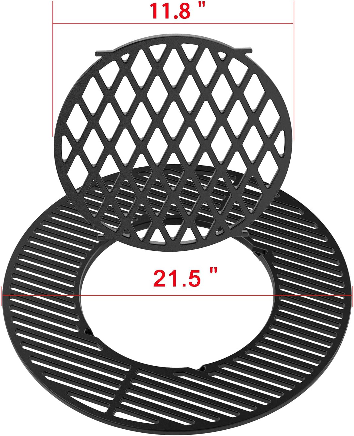 onlyfire Cast Iron Grill Grate Replacement Gourmet BBQ System for Weber 22inch Kettle Char